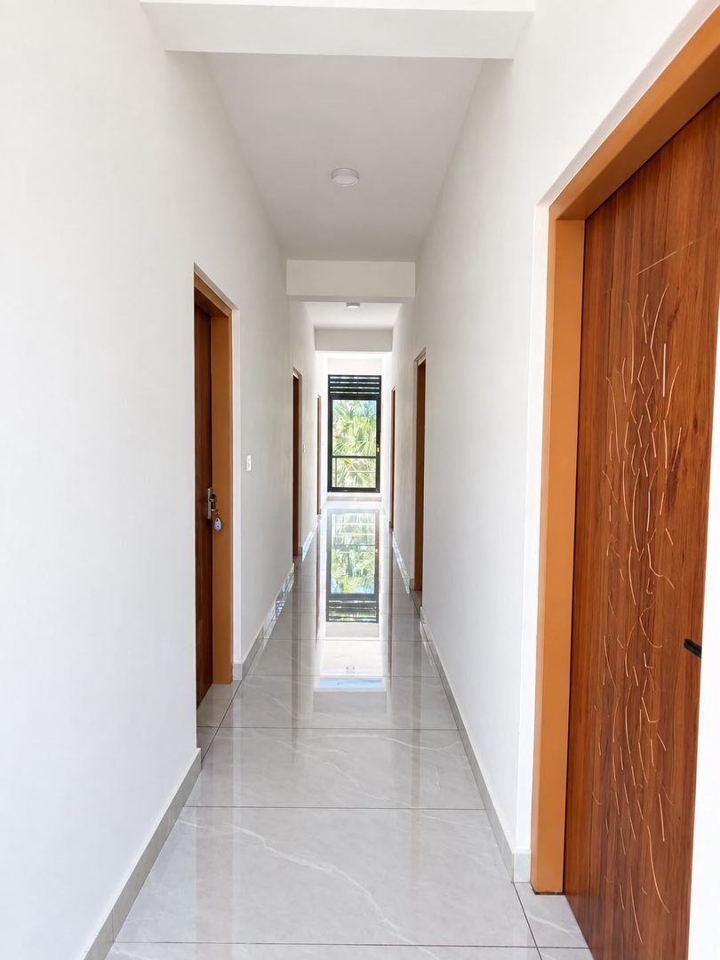 Bright Hallway Corridor with Designer Wooden Doors